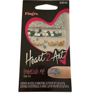 Fingrs Heart 2 Art Embellish Me Nail Art Rhinestones Studs Glitter Kit 33040